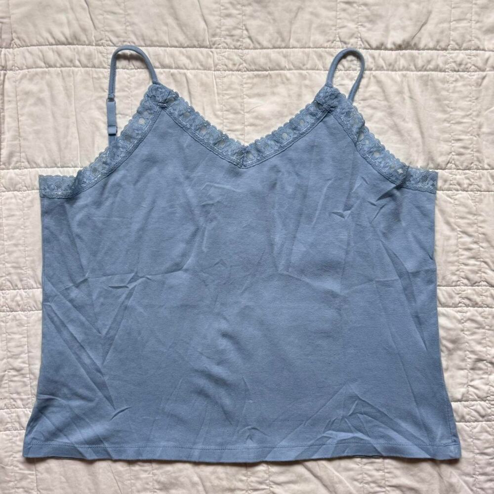 Vintage y2k lace‎ trim cami top women 2X fitted layering fairy 2000s preppy